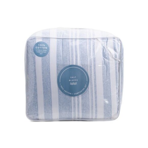 New - Beach Bay Stripe Comforter 100% Cotton Set - Picture 1 of 4